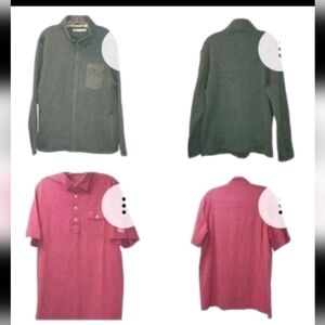 Criquet Men Large Golf Sweater Jacket Fleece Green Full Zip Polo Shirt Mauve USA